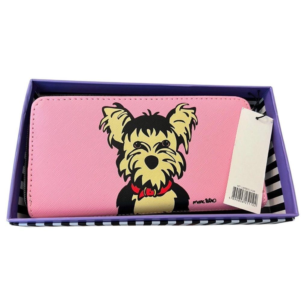 Marc Tetro Yorkie Dog Zip Around Long Wallet Yorkshire Terrier Pink Gift Boxed